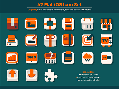 FREEBIES - 42 Flat iOS Icon Set free freebies icon ios set various