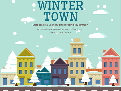 FREE - Winter Town Illustration background free freepik illustration landscape scenery snow town tree vector winter