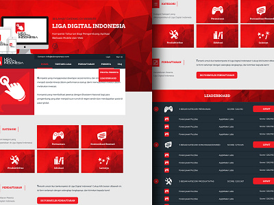 Liga Digital Indonesia Website UI app contest digital game incubator leaderboard league liga mobile ui ux website