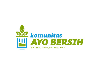 Komunitas Ayo Bersih Logo blue clean community green leaf logo recycle bin trash tree