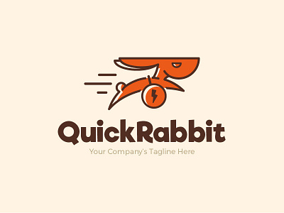 Quick Rabbit Logo bunny delivery express fast games lightning logo quick rabbit run sport transportation