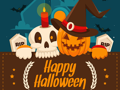 FREE Halloween Greeting Cards Illustration card cute greeting greeting cards halloween illustration pumpkin skull tomb