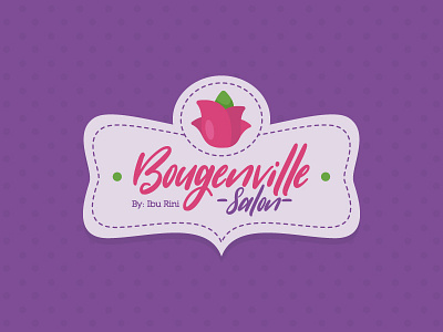 Bougenville Salon Logo badge barber beauty beauty salon bougenvillea brush flower hairdo hand drawn label pink salon