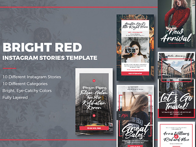 Bright Red Instagram Stories Template