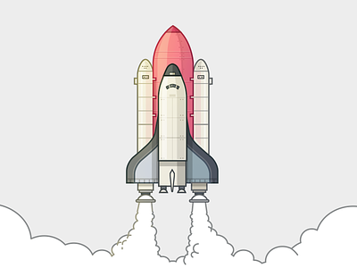 Illustration of rocket launch design flat illustration line rocket space ui vector web