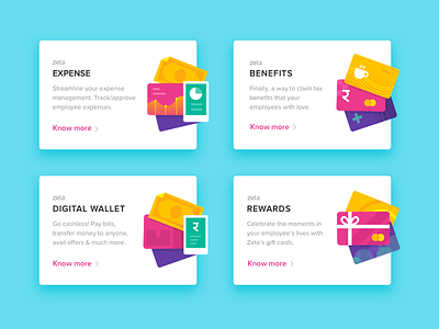 Homepage cards, icons, illustrations