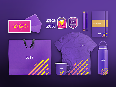 Branding bag book branding design designer kit stickers swag t shirt welcome zeta