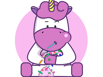 Unicorn for avatar bright candy colored cute design fine flat illustration logo lollypop nice pink unicorn vector