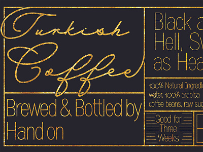 Beverage Label WIP black bottle coffee gold label package texture type