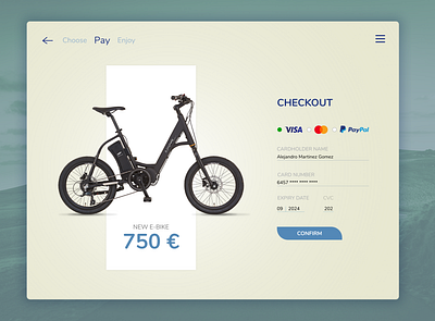 #DailyUI 02 / E-bike Checkout app daily 100 challenge design typography ui uiux ux website