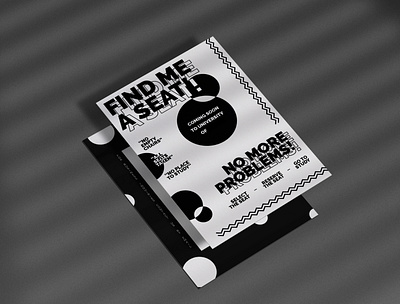 Flyer - Find me a Seat! abstract app black and white flyer flyer design monochrome paper poster print reservation seat typography