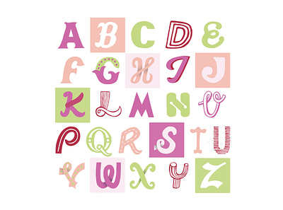 Alphabet color design drawing flat hand drawn hand lettering handlettering illustration lettering typography vector