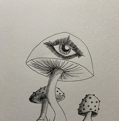 Enchanted Mushrooms drawing illustration