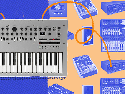 The Easiest Way to Record Your Synthesizer collage design editorial editorial art editorial collage gradient map instruments music synthesizer texture