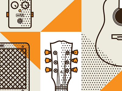 Riot Fest Event Banners design geometric guitar guitars halftone dot illustration instruments music musical instruments pattern