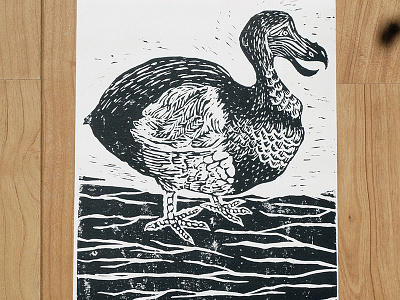 Dodo dodo illustration linocut