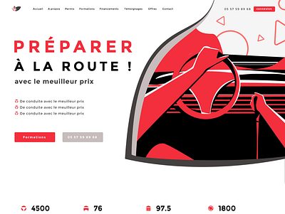 Landing-page, Auto-école Lormont car drive driver drivers driving learn logo ui