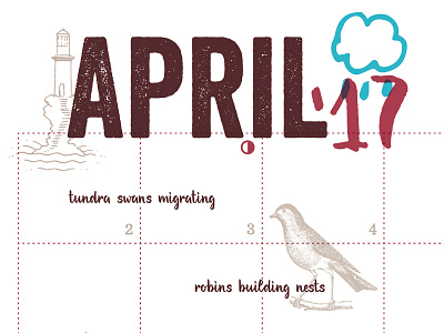 April Showers april calendar lighthouse rain spring typography