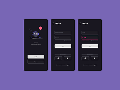 Login app login minimalism mobile ui ux