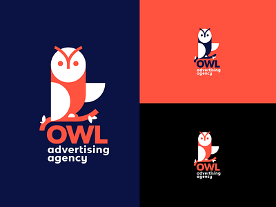 OWL Logo concept advertising agency bird icon logo design mark owl owl logo