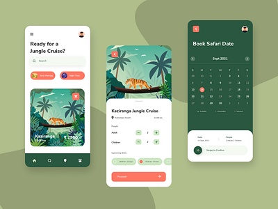 Jungle Safari Booking App Design app branding design icon illustration logo product design ui ux vector