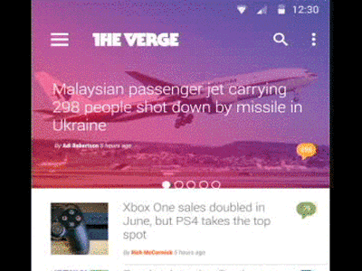 The Verge Animation android material design