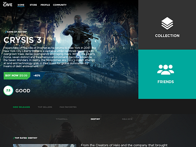 The Cave clean e commerce flat gaming minimal slick thecave ui ux web design