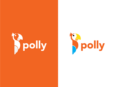 Polly blue branding fun logo parrot polly red wip