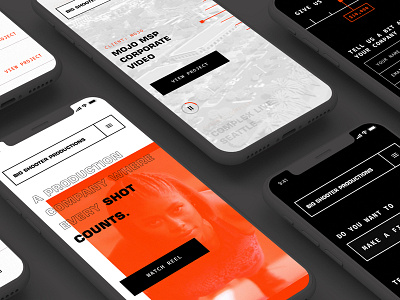 Big Shooter Productions - Mobile Website brutalist minimal mockup production ui user interface ux