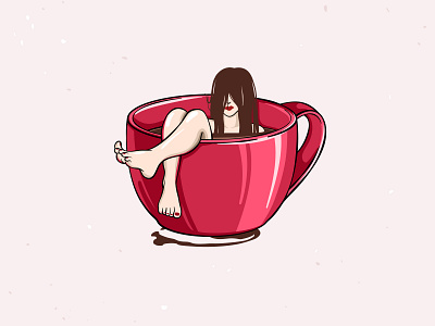 Girl in a coffee cup coffee coffee cup cup drawing drink girl illustration mug woman