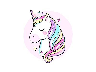 Unicorn drawing fairytale fantasy icon illustration pink rainbow unicorn