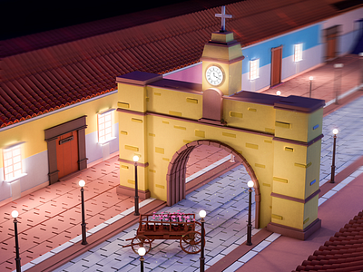 Antigua Guatemala, small town #3d love this place 3d art c4d cinema4d lowpoly