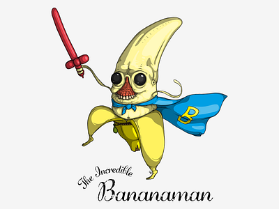 Bananaman adobe photoshop character design commission digital drawing illustration wacom tablet