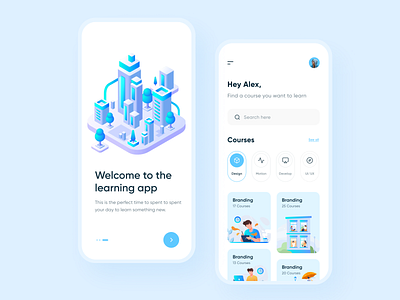 Online Courses Mobile App app app design app designer app ui courses creative illustraion learning learning app minimalist mobile online course online courses online learning typography