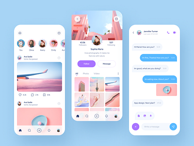 Social Media App Design chat clean design facebok instagram ios app ios app design minimal minimalist mobile mobile app mobile social app modern ui social media social media app social media template social network stories ui ux