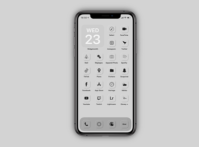 Classic Grey HomeScreen IOS 14 branding design dimension flat icon ios ipadpro iphone logo minimal ui ux vector