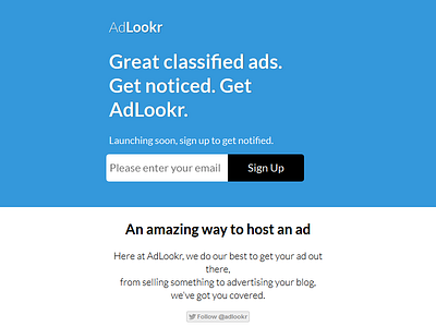 AdLookr - Landing Page adlookr classified ads landing page prelaunch