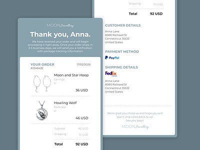 DailyUI #017 - E-mail Receipt