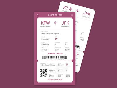 DailyUI #024 - Boarding Pass 024 100days app boarding boarding pass dailyui design figma flight flight app mobile ui user experience ux