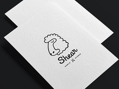 Shear animal barber card logo shear sheep simple
