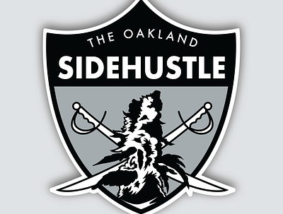 "The Oakland Side Hustle" design flat illustration logo nfl oakland raiders vector vintage badge