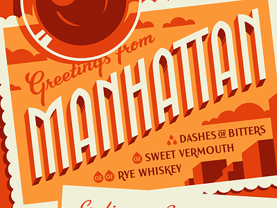 Manhattan cocktail drink lettering manhattan postcard recipe whiskey