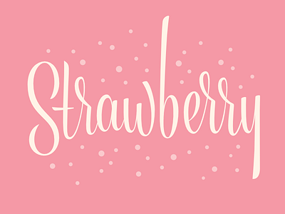 Strawberry 50s cat donut lettering retro script strawberry