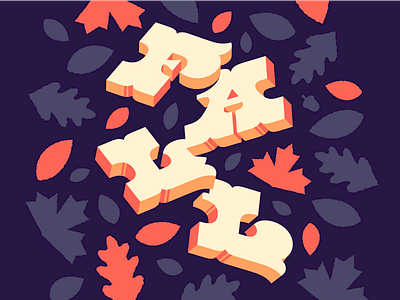 Fall autumn block letters fall leaves lettering shadow type type