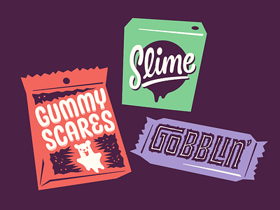 Handful #4 candy gummy halloween illustration lettering slime trick