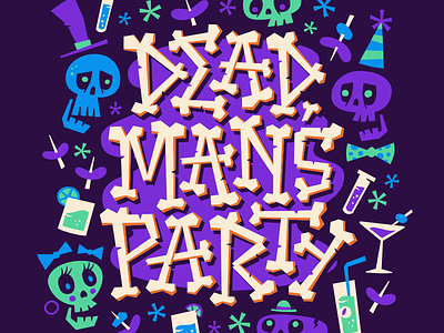 Dead Man's Party bones dead man halloween lettering oingo boingo party skulls