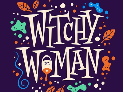 Witchy Woman halloween hocus pocus lettering mid century potion witch