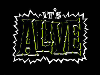 It's Alive! alive frankenstein horror latin lettering monster spooky