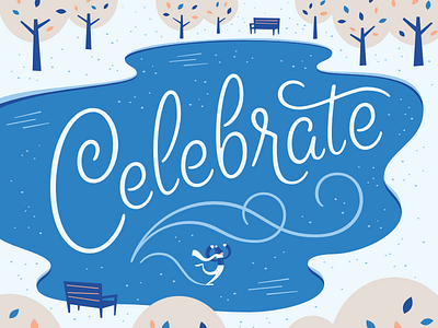 Celebrate celebrate christmas holiday ice illustration lettering script skating type winter