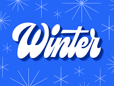 Winter 70s lettering logotype midcentury script starburst type winter